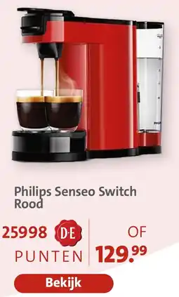 Bruna Philips Senseo Switch Rood aanbieding