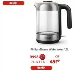 Bruna Philips Glazen Waterkoker 1,7L aanbieding
