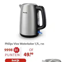 Bruna Philips Viva Waterkoker 1,7L, rvs aanbieding