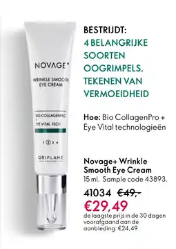 Oriflame Novage+ Wrinkle Smooth Eye Cream aanbieding