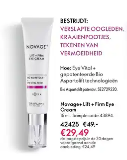 Oriflame Novage+ Lift + Firm Eye Cream aanbieding