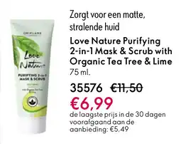 Oriflame Love Nature Purifying 2-in-1 Mask & Scrub with Organic Tea Tree & Lime aanbieding