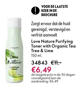 Oriflame Love Nature Purifying Toner with Organic Tea Tree & Lime aanbieding