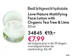 Oriflame Love Nature Mattifying Face Lotion with Organic Tea Tree & Lime aanbieding