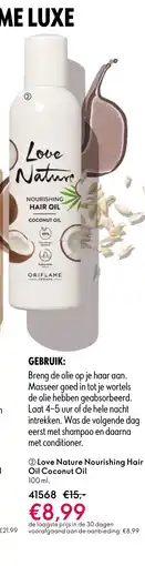 Oriflame Love Nature Nourishing Hair Oil coconut oil aanbieding