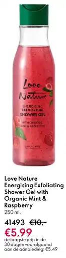 Oriflame Love Nature Energising Exfoliating Shower Gel with Organic Mint & Raspberry aanbieding