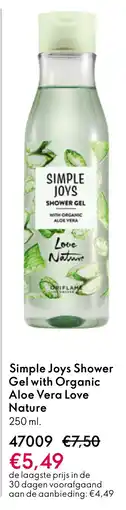 Oriflame Simple Joys Shower Gel with Organic Aloe Vera Love Nature aanbieding