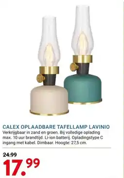 Kluswijs CALEX OPLAADBARE TAFELLAMP LAVINIO aanbieding