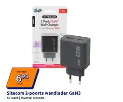 Action Sitecom 2-poorts wandlader GaN3 aanbieding