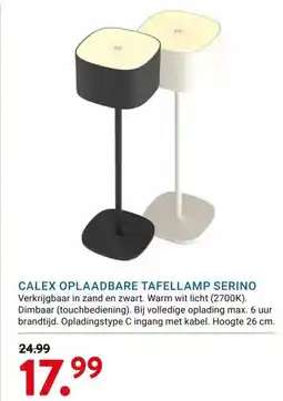Kluswijs CALEX OPLAADBARE TAFELLAMP SERINO aanbieding