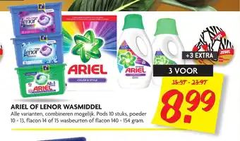 Dekamarkt Ariel of lenor wasmiddel Alle varianten, combineren mogelijk, Pods 10 stuks, poeder 10 - 13 aanbieding