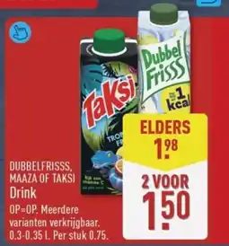 ALDI Dubbelfrisss, Maaza of Taksi Drink aanbieding