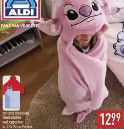 ALDI Stitch of spiderman Fleecedeken met capuchon aanbieding