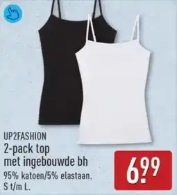 ALDI Up2fashion 2-pack top met ingebouwde bh aanbieding