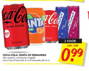 Dekamarkt Coca-cola, fanta of fernandes Alle varianten, combineren mogelijk. blik 33 cl aanbieding