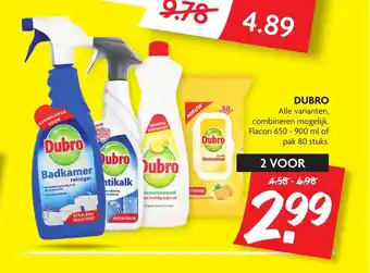 Dekamarkt Dubro Alle varianten combineren mogelijk. Flacon 650 - 900 ml of pak 80 stuks aanbieding