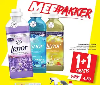 Dekamarkt Lenor wasverzachter Alle varianten, combineren mogelijk. Flacon 39 wasbeurten. aanbieding