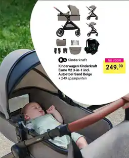 Van Asten BabySuperstore Kinderwagen Kinderkraft Esme V2 3-in-1 incl. Autostoel Sand Beige aanbieding