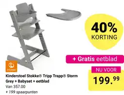 Van Asten BabySuperstore Kinderstoel Stokke Tripp TrappⓇ Storm Grey+Babyset + eetblad aanbieding