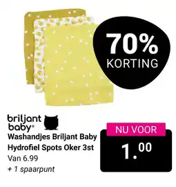 Van Asten BabySuperstore Washandjes Briljant Baby Hydrofiel Spots Oker 3st aanbieding