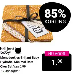 Van Asten BabySuperstore Monddoekjes Briljant Baby Hydrofiel Minimal Dots Oker 3st aanbieding