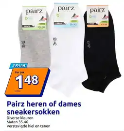 Action Pairz heren of dames sneakersokken aanbieding