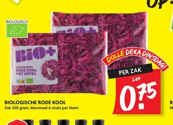 Dekamarkt Biologische rode kool zak 500 gram. Maximaal 6 stuks per klant aanbieding