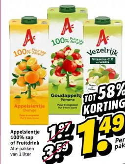 Hoogvliet Appelsientje 100% sap of Fruitdrink aanbieding