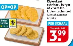 Hoogvliet Kipkrokant schnitzel, burger of Vivera kip- krokant schnitzel aanbieding