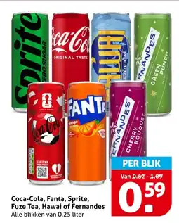 Hoogvliet Coca-Cola, Fanta, Sprite, Fuze Tea, Hawai of Fernandes aanbieding