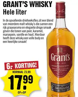 Dirck 3 Grant's Triple Wood blended Whisky 100 cl aanbieding