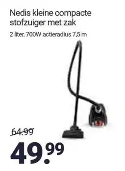 Inter Chalet Nedis kleine compacte stofzuiger met zak aanbieding