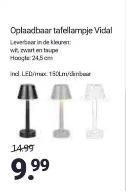 Inter Chalet Oplaadbaar tafellampje Vidal aanbieding
