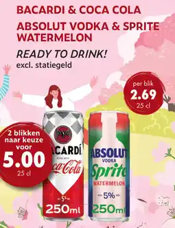 uw topSlijter Bacardi & coca cola absolut vodka & sprite watermelon aanbieding