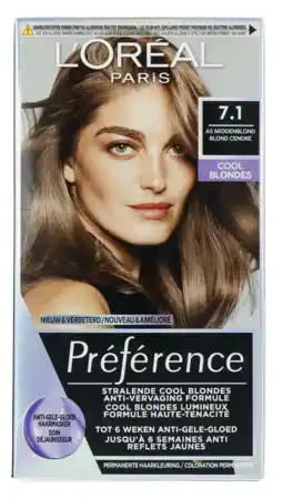 De Online Drogist L'Oréal Paris Préférence Cool Blondes 7.1 As Middenblond aanbieding