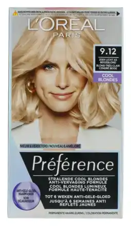 De Online Drogist L'Oréal Paris Préférence Cool Blondes 9.12 Zeer Licht As Beigeblond aanbieding