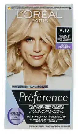 De Online Drogist L'Oréal Paris Préférence Cool Blondes 9.12 Zeer Licht As Beigeblond aanbieding