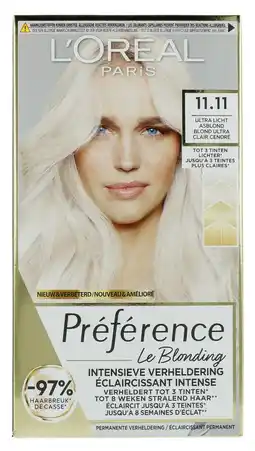 De Online Drogist L'Oréal Paris Préférence Le Blonding 11.11 Ultra Licht Asblond aanbieding