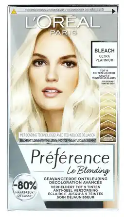 De Online Drogist L'Oréal Paris Préférence Le Blonding Bleach Ultra Platinium aanbieding