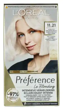 De Online Drogist L'Oréal Paris Préférence Le Blonding 11.21 Ultra Licht Parelmoer Asblond aanbieding