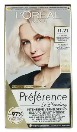 De Online Drogist L'Oréal Paris Préférence Le Blonding 11.21 Ultra Licht Parelmoer Asblond aanbieding