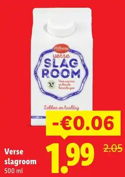 Lidl Verse slagroom aanbieding
