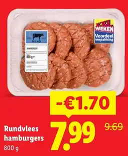 Lidl Rundvlees hamburgers aanbieding