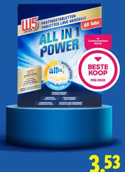 Lidl W5 vaatwastabletten all in power aanbieding
