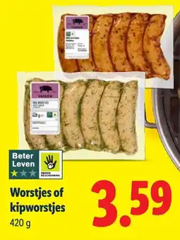 Lidl Worstjes of kipworstjes aanbieding
