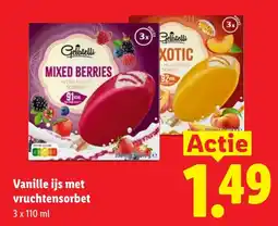 Lidl Vanille ijs met vruchtensorbet aanbieding