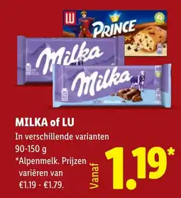Lidl MilkaMILKA of LU of LU aanbieding