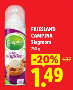 Lidl Friesland campina slagroom aanbieding