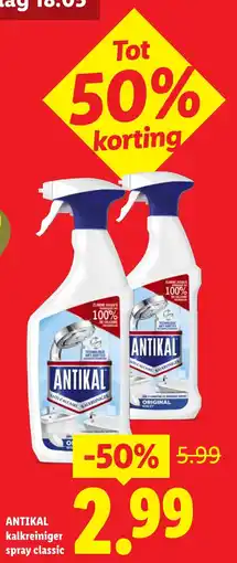 Lidl Antikal kalkreiniger spray classic aanbieding