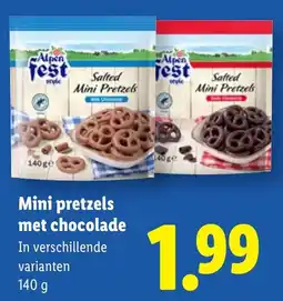Lidl Mini pretzels met chocolade aanbieding